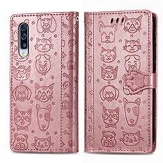 Funda de Cuero Cartera con Soporte Patron de Moda Carcasa S03D para Samsung Galaxy A50S Rosa