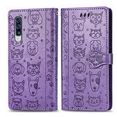 Funda de Cuero Cartera con Soporte Patron de Moda Carcasa S03D para Samsung Galaxy A70 Morado