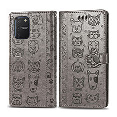 Funda de Cuero Cartera con Soporte Patron de Moda Carcasa S03D para Samsung Galaxy A91 Gris