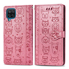 Funda de Cuero Cartera con Soporte Patron de Moda Carcasa S03D para Samsung Galaxy F12 Rosa