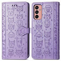 Funda de Cuero Cartera con Soporte Patron de Moda Carcasa S03D para Samsung Galaxy F13 4G Morado