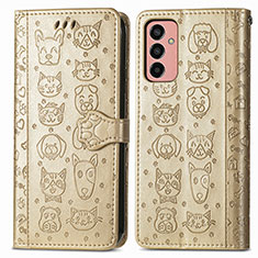 Funda de Cuero Cartera con Soporte Patron de Moda Carcasa S03D para Samsung Galaxy F13 4G Oro