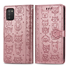 Funda de Cuero Cartera con Soporte Patron de Moda Carcasa S03D para Samsung Galaxy M02s Rosa