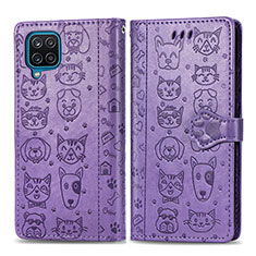 Funda de Cuero Cartera con Soporte Patron de Moda Carcasa S03D para Samsung Galaxy M12 Morado