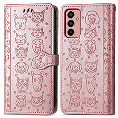 Funda de Cuero Cartera con Soporte Patron de Moda Carcasa S03D para Samsung Galaxy M13 4G Rosa