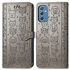 Funda de Cuero Cartera con Soporte Patron de Moda Carcasa S03D para Samsung Galaxy M52 5G Gris