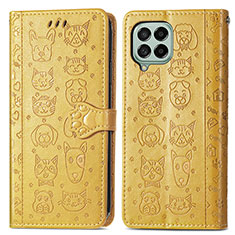 Funda de Cuero Cartera con Soporte Patron de Moda Carcasa S03D para Samsung Galaxy M53 5G Amarillo