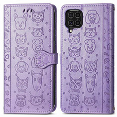 Funda de Cuero Cartera con Soporte Patron de Moda Carcasa S03D para Samsung Galaxy M62 4G Morado