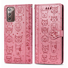 Funda de Cuero Cartera con Soporte Patron de Moda Carcasa S03D para Samsung Galaxy Note 20 5G Oro Rosa