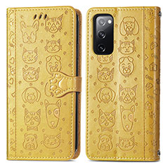 Funda de Cuero Cartera con Soporte Patron de Moda Carcasa S03D para Samsung Galaxy S20 FE (2022) 5G Amarillo