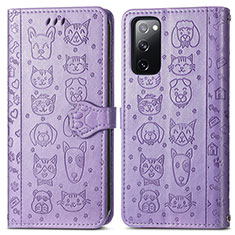 Funda de Cuero Cartera con Soporte Patron de Moda Carcasa S03D para Samsung Galaxy S20 FE (2022) 5G Morado