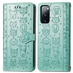 Funda de Cuero Cartera con Soporte Patron de Moda Carcasa S03D para Samsung Galaxy S20 Lite 5G Verde