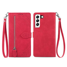 Funda de Cuero Cartera con Soporte Patron de Moda Carcasa S03D para Samsung Galaxy S21 FE 5G Rojo