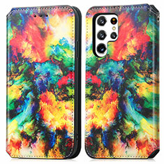 Funda de Cuero Cartera con Soporte Patron de Moda Carcasa S03D para Samsung Galaxy S21 Ultra 5G Multicolor