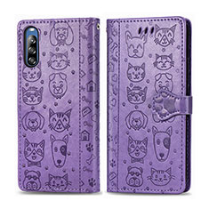 Funda de Cuero Cartera con Soporte Patron de Moda Carcasa S03D para Sony Xperia L4 Morado