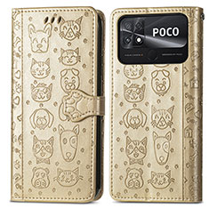 Funda de Cuero Cartera con Soporte Patron de Moda Carcasa S03D para Xiaomi Poco C40 Oro