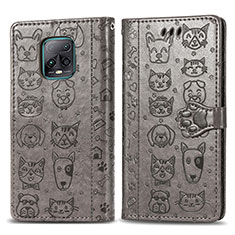 Funda de Cuero Cartera con Soporte Patron de Moda Carcasa S03D para Xiaomi Redmi 10X 5G Gris