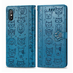 Funda de Cuero Cartera con Soporte Patron de Moda Carcasa S03D para Xiaomi Redmi 9AT Azul