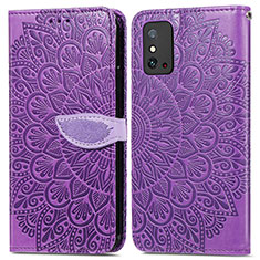 Funda de Cuero Cartera con Soporte Patron de Moda Carcasa S04D para Huawei Honor X10 Max 5G Morado