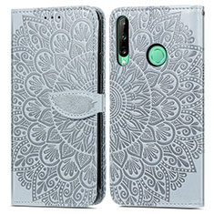 Funda de Cuero Cartera con Soporte Patron de Moda Carcasa S04D para Huawei Y7p Gris