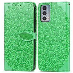 Funda de Cuero Cartera con Soporte Patron de Moda Carcasa S04D para Motorola Moto Edge 20 5G Verde