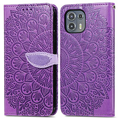 Funda de Cuero Cartera con Soporte Patron de Moda Carcasa S04D para Motorola Moto Edge 20 Lite 5G Morado