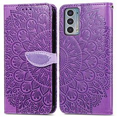 Funda de Cuero Cartera con Soporte Patron de Moda Carcasa S04D para Motorola Moto Edge Lite 5G Morado