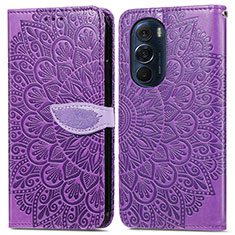 Funda de Cuero Cartera con Soporte Patron de Moda Carcasa S04D para Motorola Moto Edge Plus (2022) 5G Morado