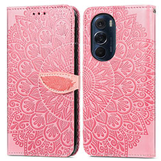 Funda de Cuero Cartera con Soporte Patron de Moda Carcasa S04D para Motorola Moto Edge Plus (2022) 5G Oro Rosa