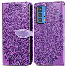 Funda de Cuero Cartera con Soporte Patron de Moda Carcasa S04D para Motorola Moto Edge S Pro 5G Morado