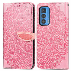 Funda de Cuero Cartera con Soporte Patron de Moda Carcasa S04D para Motorola Moto Edge S Pro 5G Oro Rosa