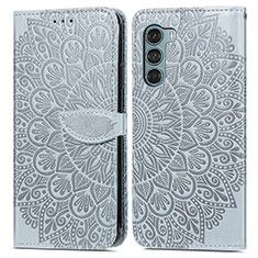 Funda de Cuero Cartera con Soporte Patron de Moda Carcasa S04D para Motorola Moto Edge S30 5G Gris