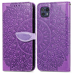 Funda de Cuero Cartera con Soporte Patron de Moda Carcasa S04D para Motorola Moto G50 5G Morado