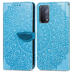 Funda de Cuero Cartera con Soporte Patron de Moda Carcasa S04D para OnePlus Nord N200 5G Azul