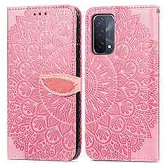 Funda de Cuero Cartera con Soporte Patron de Moda Carcasa S04D para OnePlus Nord N200 5G Oro Rosa