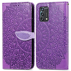 Funda de Cuero Cartera con Soporte Patron de Moda Carcasa S04D para Oppo A95 4G Morado