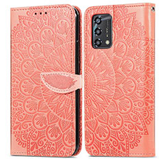 Funda de Cuero Cartera con Soporte Patron de Moda Carcasa S04D para Oppo A95 4G Naranja