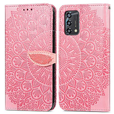 Funda de Cuero Cartera con Soporte Patron de Moda Carcasa S04D para Oppo A95 4G Oro Rosa