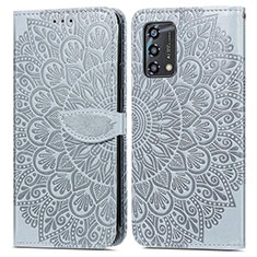 Funda de Cuero Cartera con Soporte Patron de Moda Carcasa S04D para Oppo F19 Gris