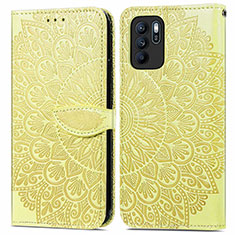 Funda de Cuero Cartera con Soporte Patron de Moda Carcasa S04D para Oppo Reno6 Z 5G Amarillo