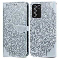 Funda de Cuero Cartera con Soporte Patron de Moda Carcasa S04D para Realme Q3s 5G Gris