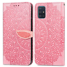 Funda de Cuero Cartera con Soporte Patron de Moda Carcasa S04D para Samsung Galaxy A71 5G Oro Rosa