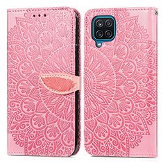 Funda de Cuero Cartera con Soporte Patron de Moda Carcasa S04D para Samsung Galaxy F12 Oro Rosa