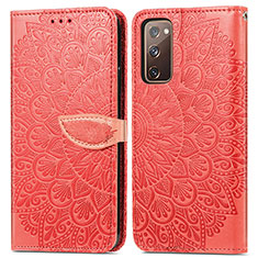 Funda de Cuero Cartera con Soporte Patron de Moda Carcasa S04D para Samsung Galaxy S20 FE (2022) 5G Rojo