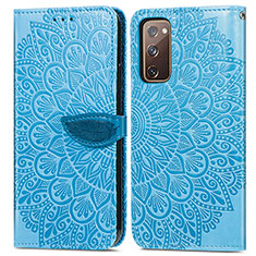 Funda de Cuero Cartera con Soporte Patron de Moda Carcasa S04D para Samsung Galaxy S20 Lite 5G Azul