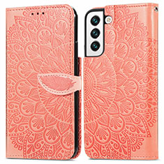 Funda de Cuero Cartera con Soporte Patron de Moda Carcasa S04D para Samsung Galaxy S21 Plus 5G Naranja