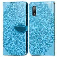 Funda de Cuero Cartera con Soporte Patron de Moda Carcasa S04D para Sony Xperia Ace II Azul