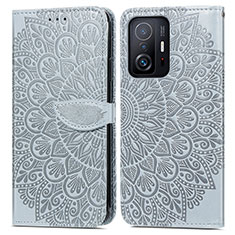 Funda de Cuero Cartera con Soporte Patron de Moda Carcasa S04D para Xiaomi Mi 11T Pro 5G Gris