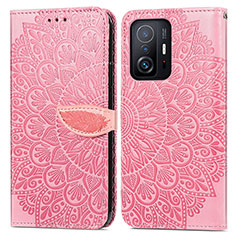 Funda de Cuero Cartera con Soporte Patron de Moda Carcasa S04D para Xiaomi Mi 11T Pro 5G Oro Rosa