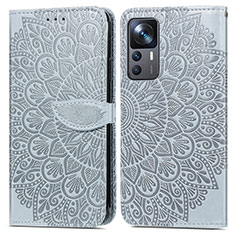 Funda de Cuero Cartera con Soporte Patron de Moda Carcasa S04D para Xiaomi Mi 12T 5G Gris